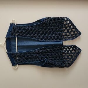 Vintage Denim Lattice Woven Vest